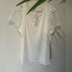 White top lace sleeves